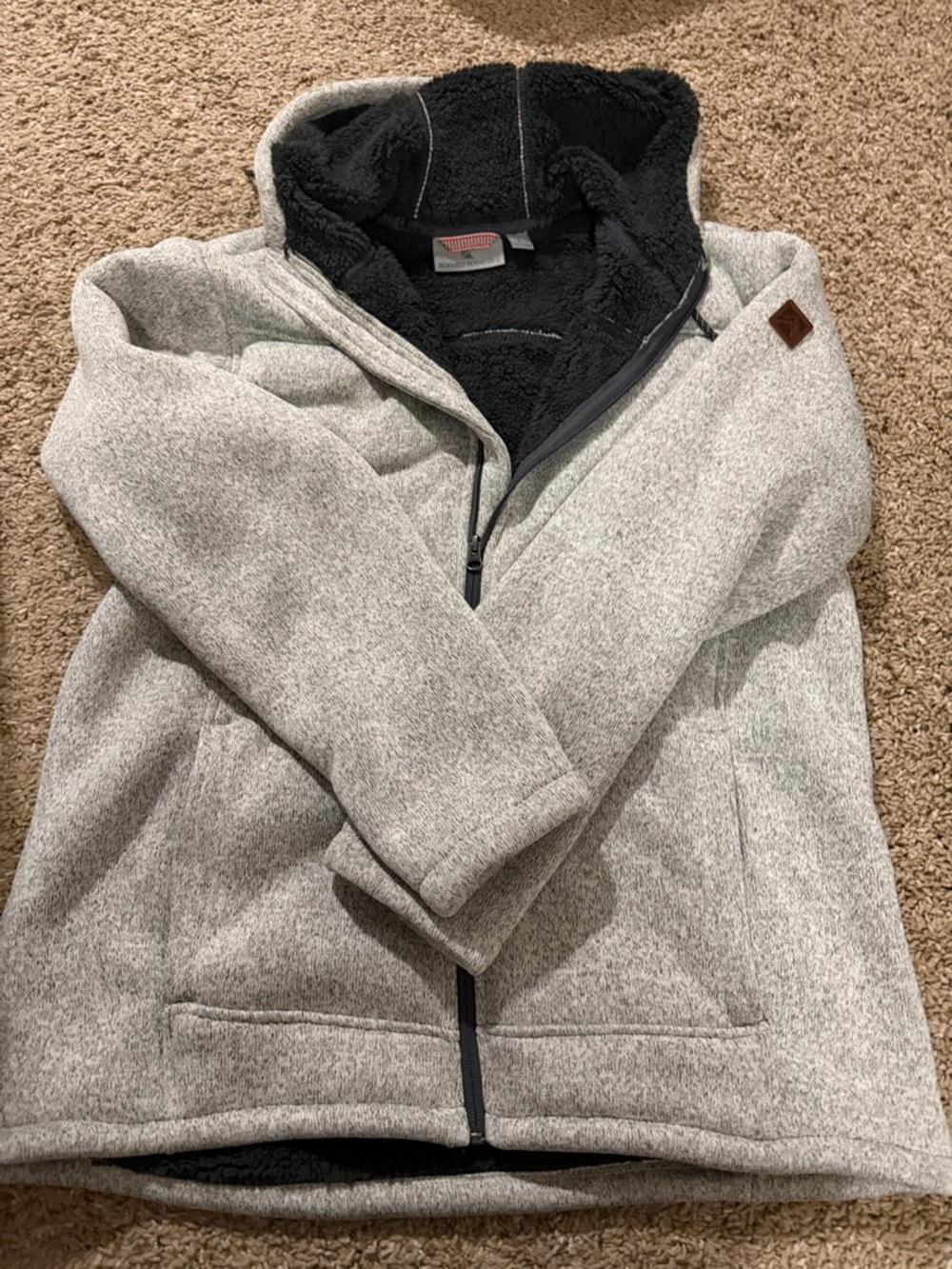 Cozy Heather Gray Zip-Up Sherpa-Lined Hoodie